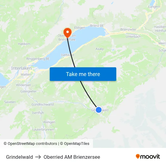 Grindelwald to Oberried AM Brienzersee map
