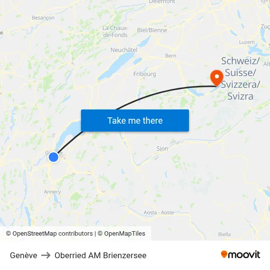Genève to Oberried AM Brienzersee map