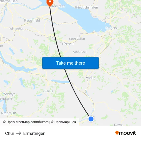 Chur to Ermatingen map
