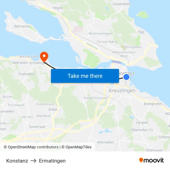Konstanz to Ermatingen map