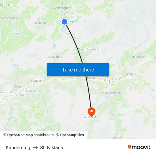 Kandersteg to St. Niklaus map