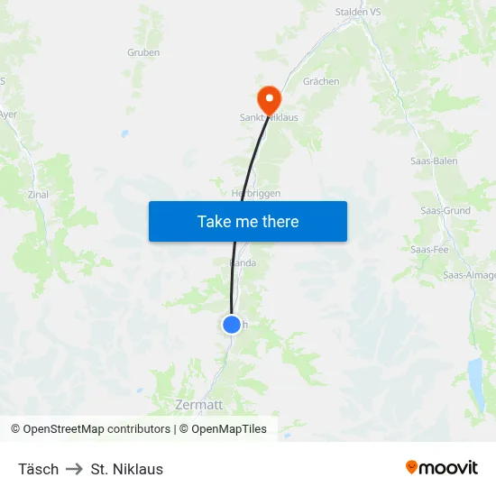 Täsch to St. Niklaus map