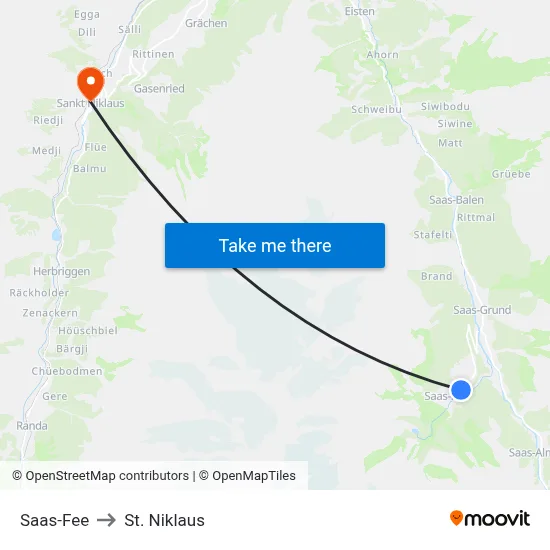 Saas-Fee to St. Niklaus map