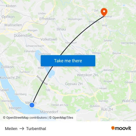Meilen to Turbenthal map