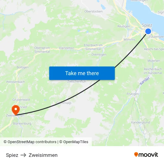 Spiez to Zweisimmen map