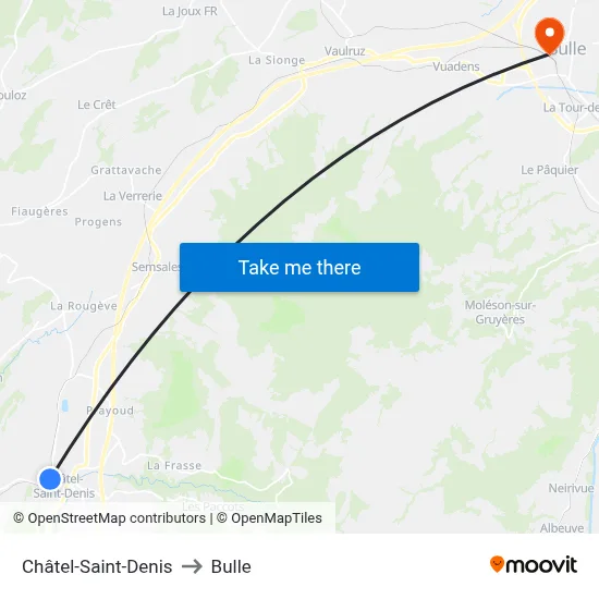 Châtel-Saint-Denis to Bulle map