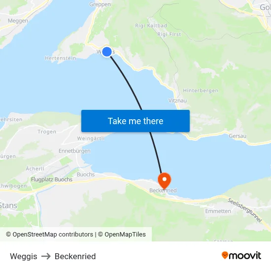 Weggis to Beckenried map
