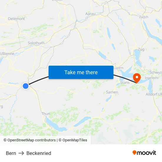 Bern to Beckenried map