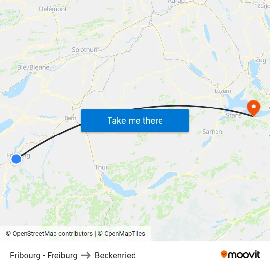 Fribourg - Freiburg to Beckenried map