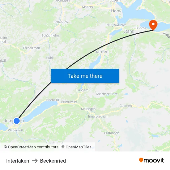 Interlaken to Beckenried map