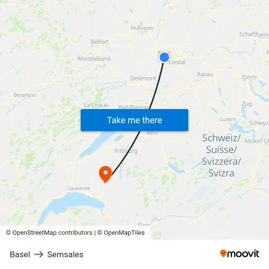 Basel to Semsales map