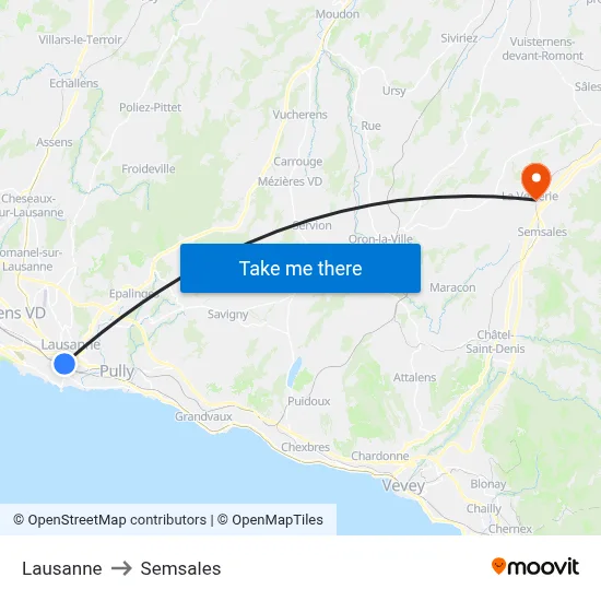 Lausanne to Semsales map