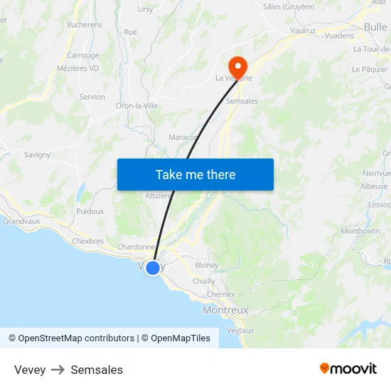 Vevey to Semsales map