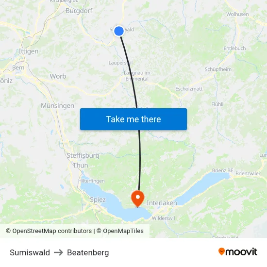 Sumiswald to Beatenberg map