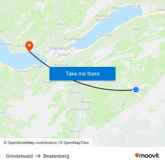 Grindelwald to Beatenberg map
