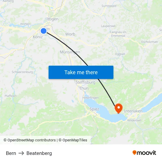 Bern to Beatenberg map