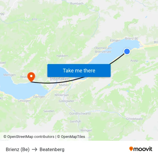 Brienz (Be) to Beatenberg map