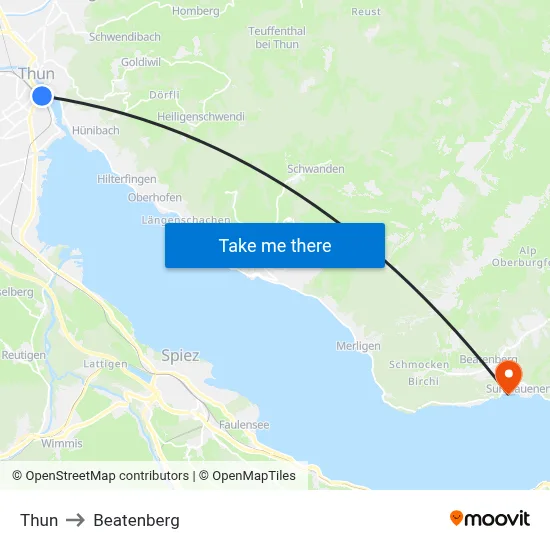 Thun to Beatenberg map