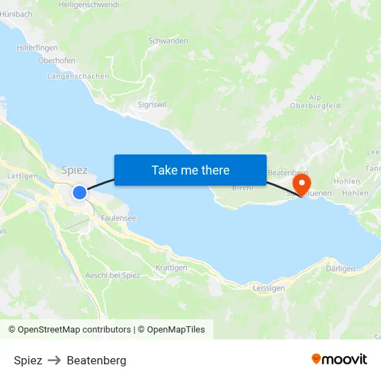 Spiez to Beatenberg map