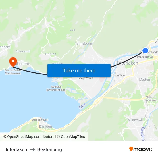Interlaken to Beatenberg map
