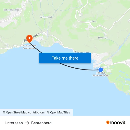 Unterseen to Beatenberg map