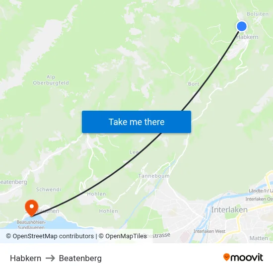 Habkern to Beatenberg map