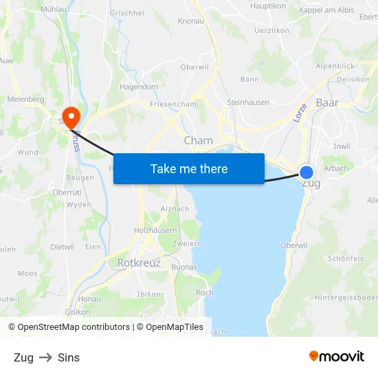 Zug to Sins map