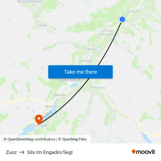 Zuoz to Sils Im Engadin/Segl map