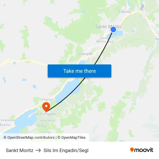Sankt Moritz to Sils Im Engadin/Segl map