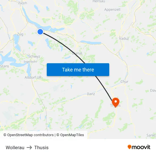 Wollerau to Thusis map