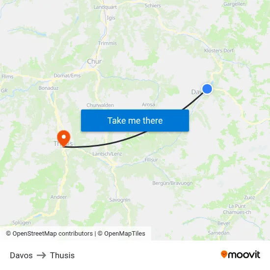 Davos to Thusis map