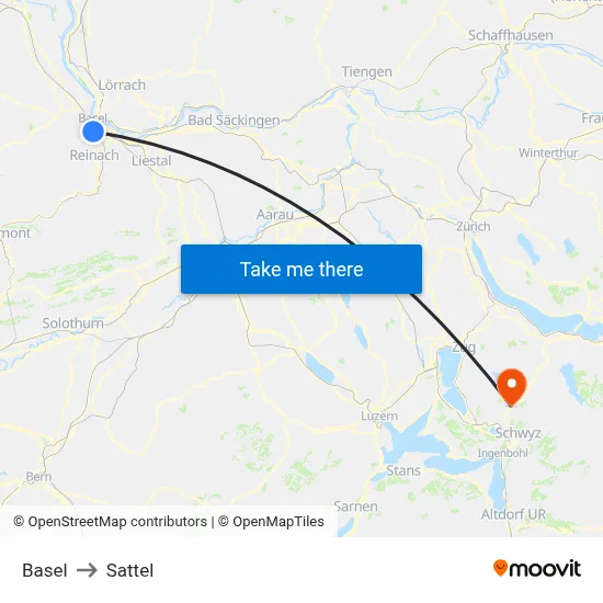 Basel to Sattel map