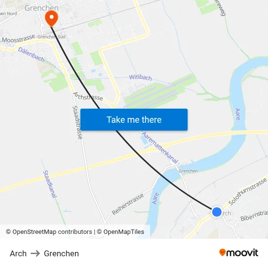 Arch to Grenchen map