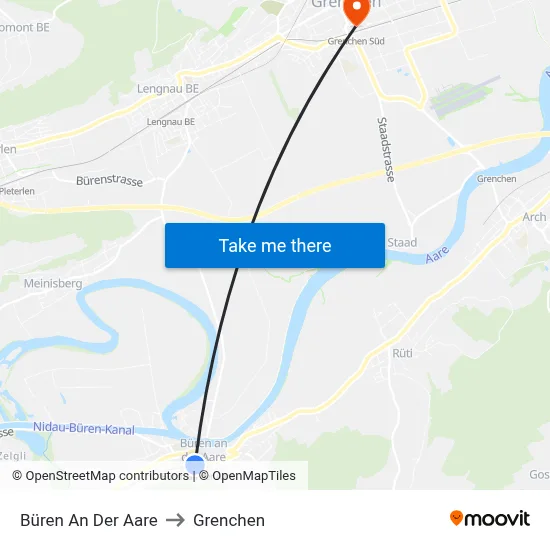 Büren An Der Aare to Grenchen map