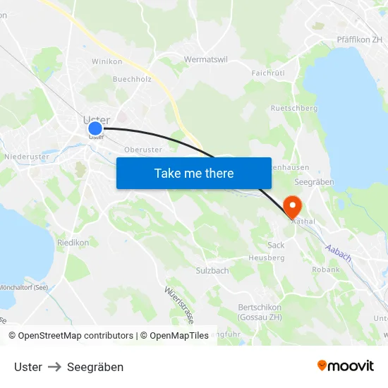 Uster to Seegräben map