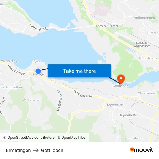 Ermatingen to Gottlieben map