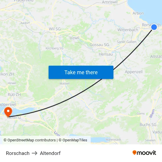 Rorschach to Altendorf map