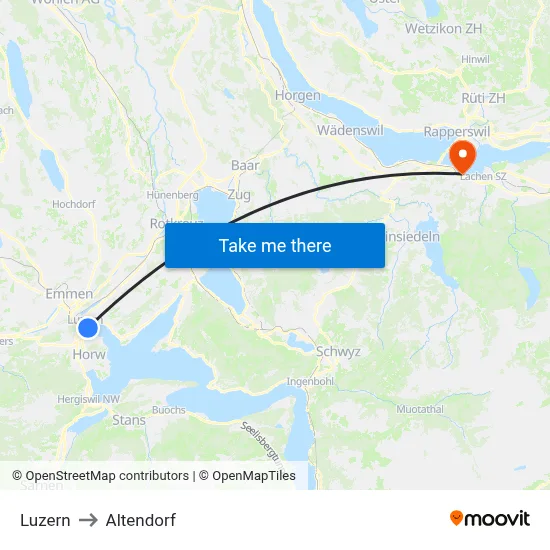 Luzern to Altendorf map