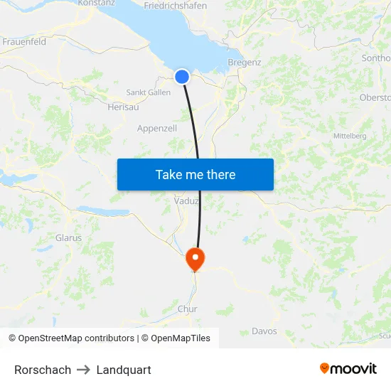 Rorschach to Landquart map