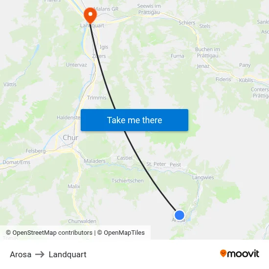 Arosa to Landquart map