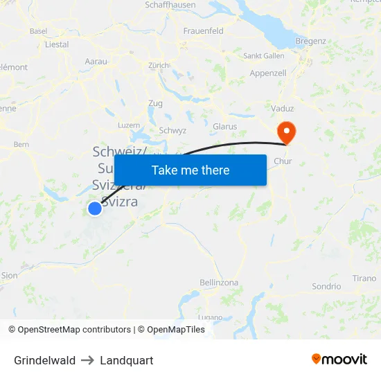 Grindelwald to Landquart map