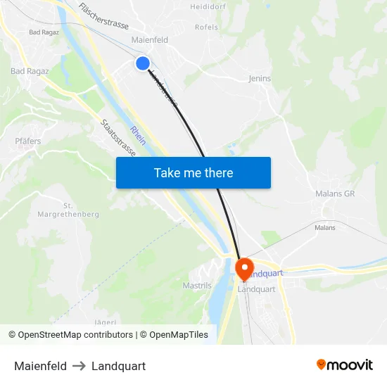 Maienfeld to Landquart map