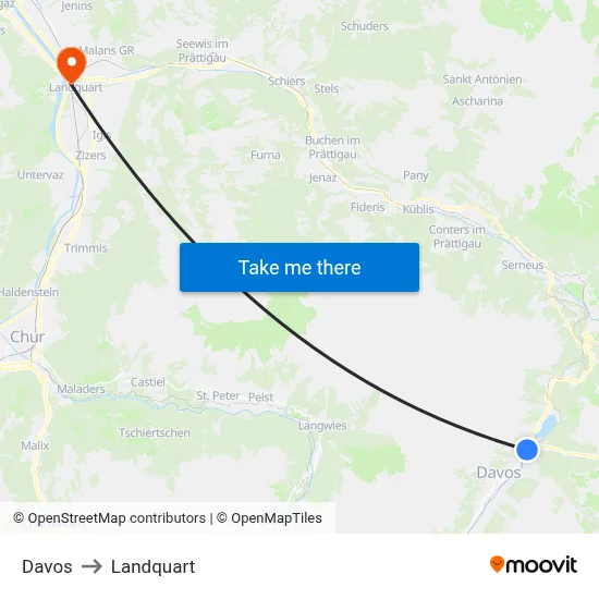 Davos to Landquart map