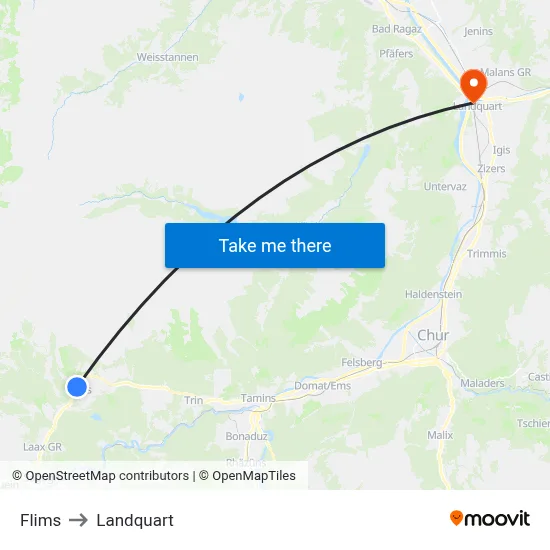 Flims to Landquart map