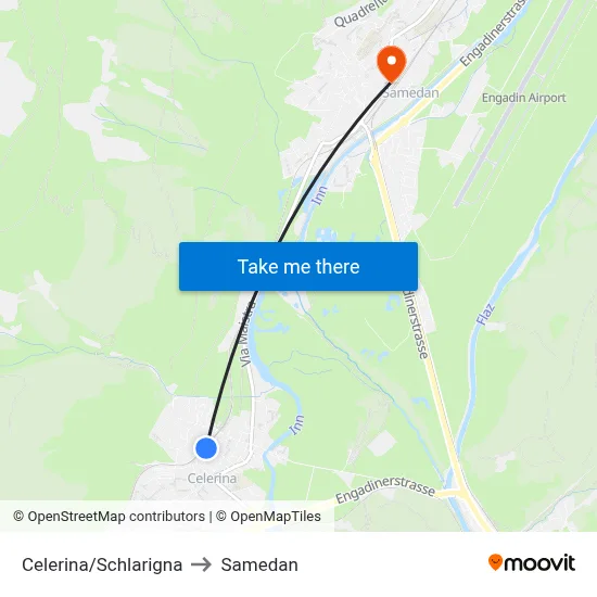 Celerina/Schlarigna to Samedan map
