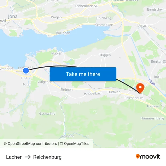Lachen to Reichenburg map