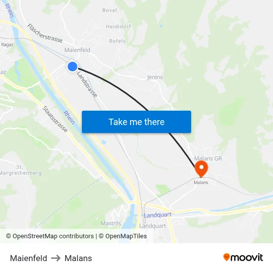 Maienfeld to Malans map
