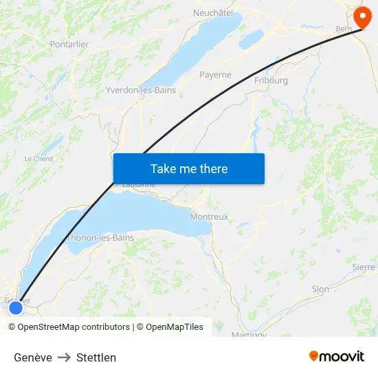 Genève to Stettlen map