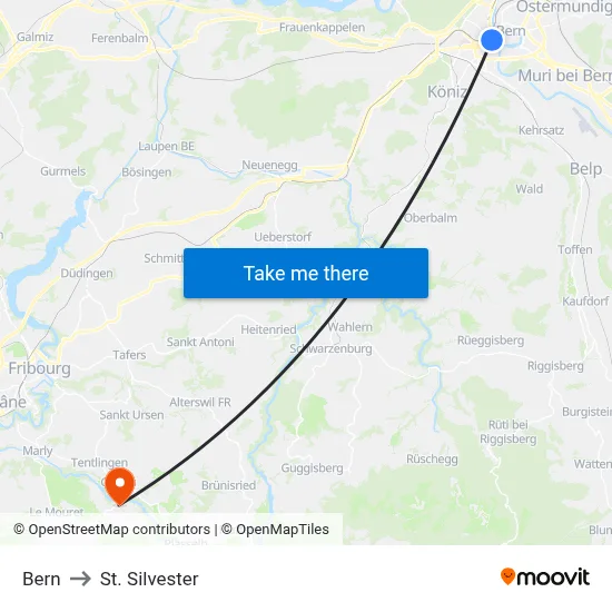 Bern to St. Silvester map