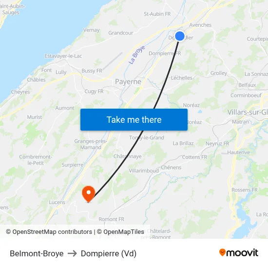 Belmont-Broye to Dompierre (Vd) map